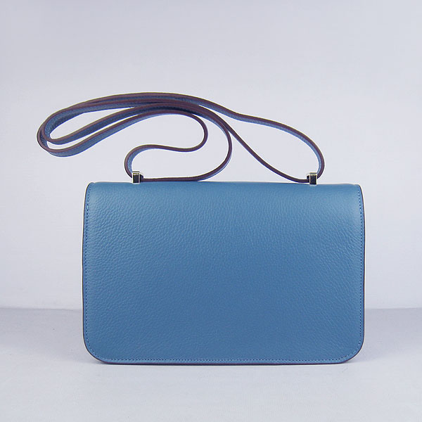 7A Hermes Constance Togo Leather Single Bag Blue Gold Hardware H020
